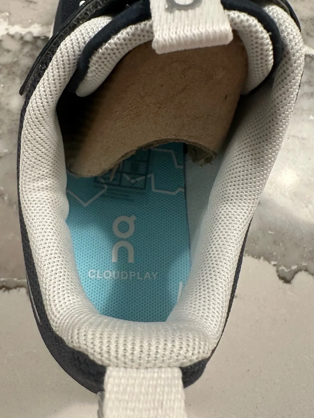 On Cloud Running Kids Navy and White Cloud Sneaker